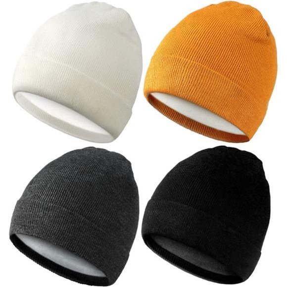 Winter Satin Lined Beanie Hat Silk Lined Beanies Cuffed Plain Skull Hat Knitted